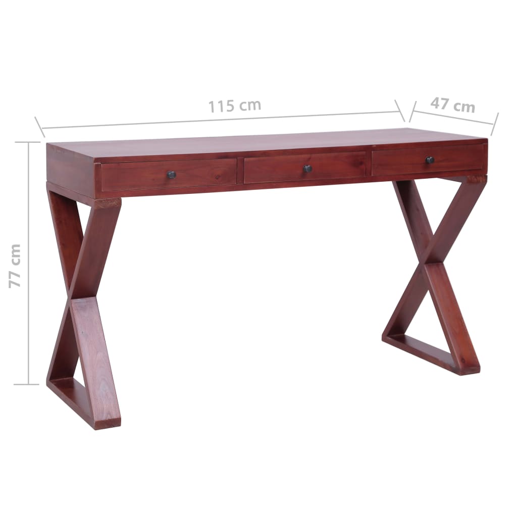 Computer desk 115x47x77 cm solid mahogany wood brown