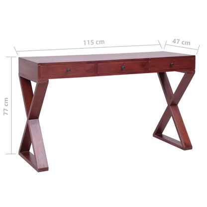 Computer desk 115x47x77 cm solid mahogany wood brown