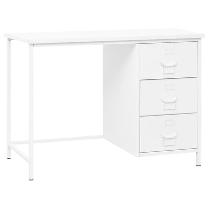 Industrial desk with drawers 105x52x75 cm steel white