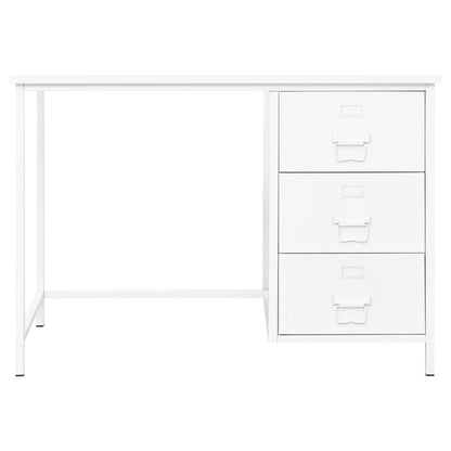 Industrial desk with drawers 105x52x75 cm steel white