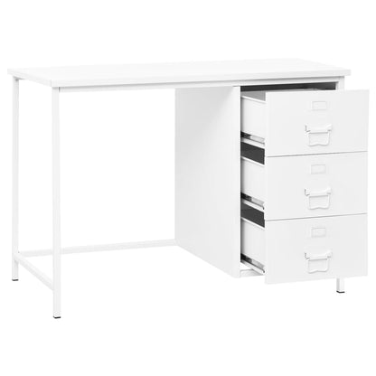 Industrial desk with drawers 105x52x75 cm steel white