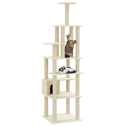 Cat scratching post with sisal scratching posts 183 cm cream-colored