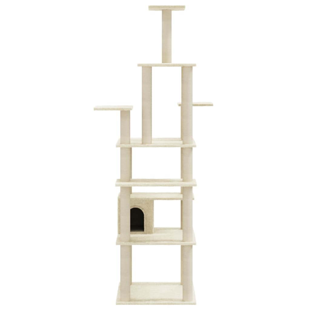 Cat scratching post with sisal scratching posts 183 cm cream-colored