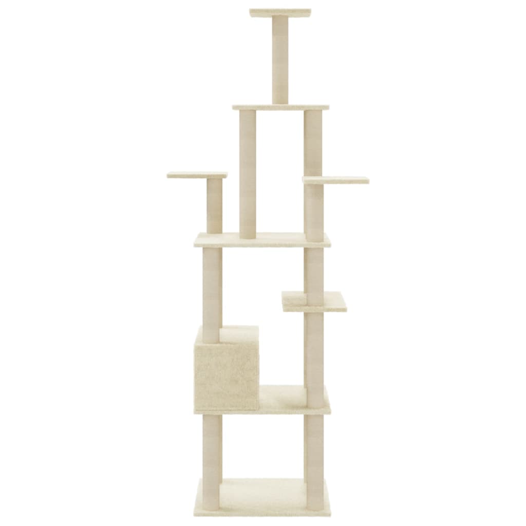 Cat scratching post with sisal scratching posts 183 cm cream-colored