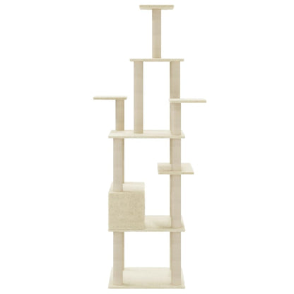 Cat scratching post with sisal scratching posts 183 cm cream-colored