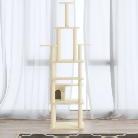 Cat scratching post with sisal scratching posts 183 cm cream-colored