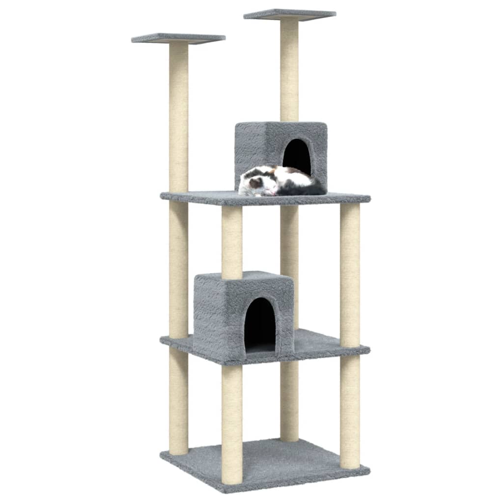 Cat furniture with sisal scratching posts 141 cm light gray
