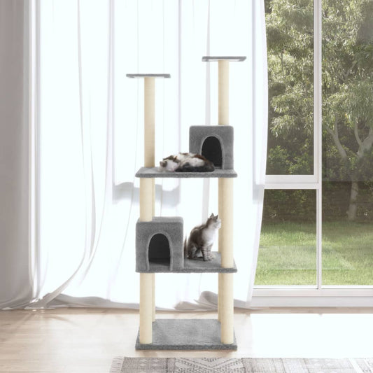 Cat furniture with sisal scratching posts 141 cm light gray