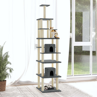 Cat furniture with sisal scratching posts 216 cm dark gray