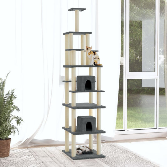 Cat furniture with sisal scratching posts 216 cm dark gray
