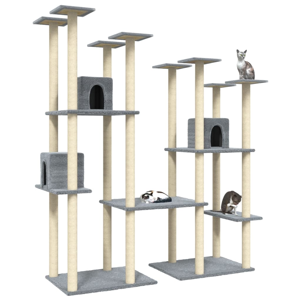 Cat furniture with sisal scratching posts 174 cm light gray