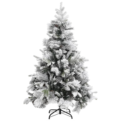 Kerstboom met dennenappels en sneeuw 150 cm PVC en PE