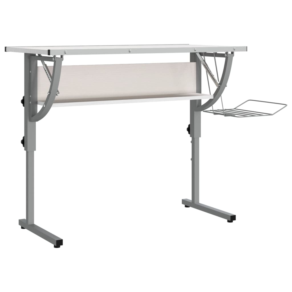 Drawing table 110x53x(58-87) cm processed wood and steel white/grey