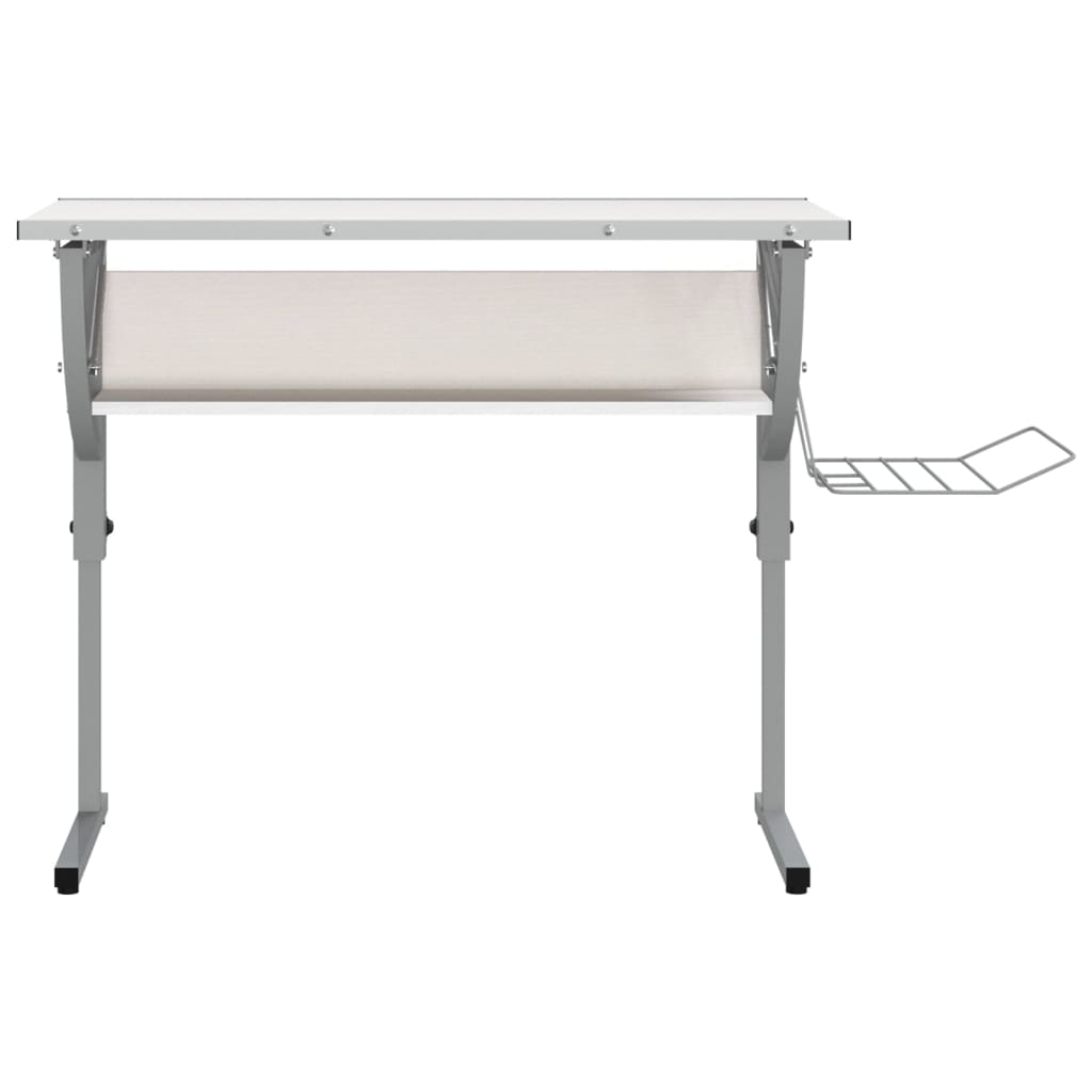 Drawing table 110x53x(58-87) cm processed wood and steel white/grey