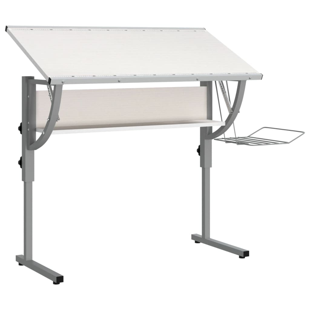 Drawing table 110x53x(58-87) cm processed wood and steel white/grey
