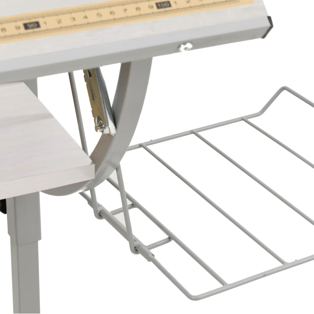Drawing table 110x53x(58-87) cm processed wood and steel white/grey