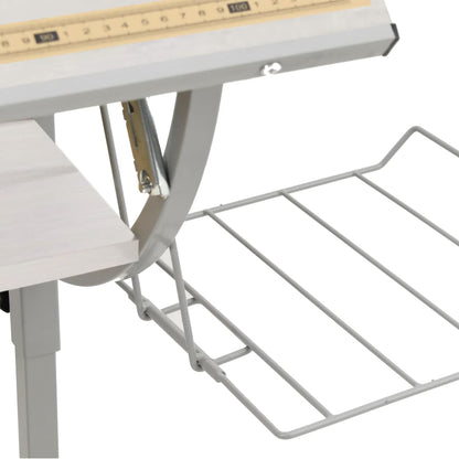 Drawing table 110x53x(58-87) cm processed wood and steel white/grey
