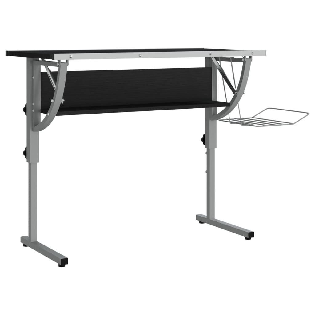 Drawing table 110x53x(58-87) cm processed wood and steel black/grey