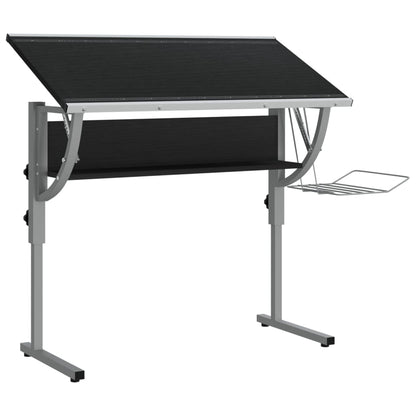 Drawing table 110x53x(58-87) cm processed wood and steel black/grey