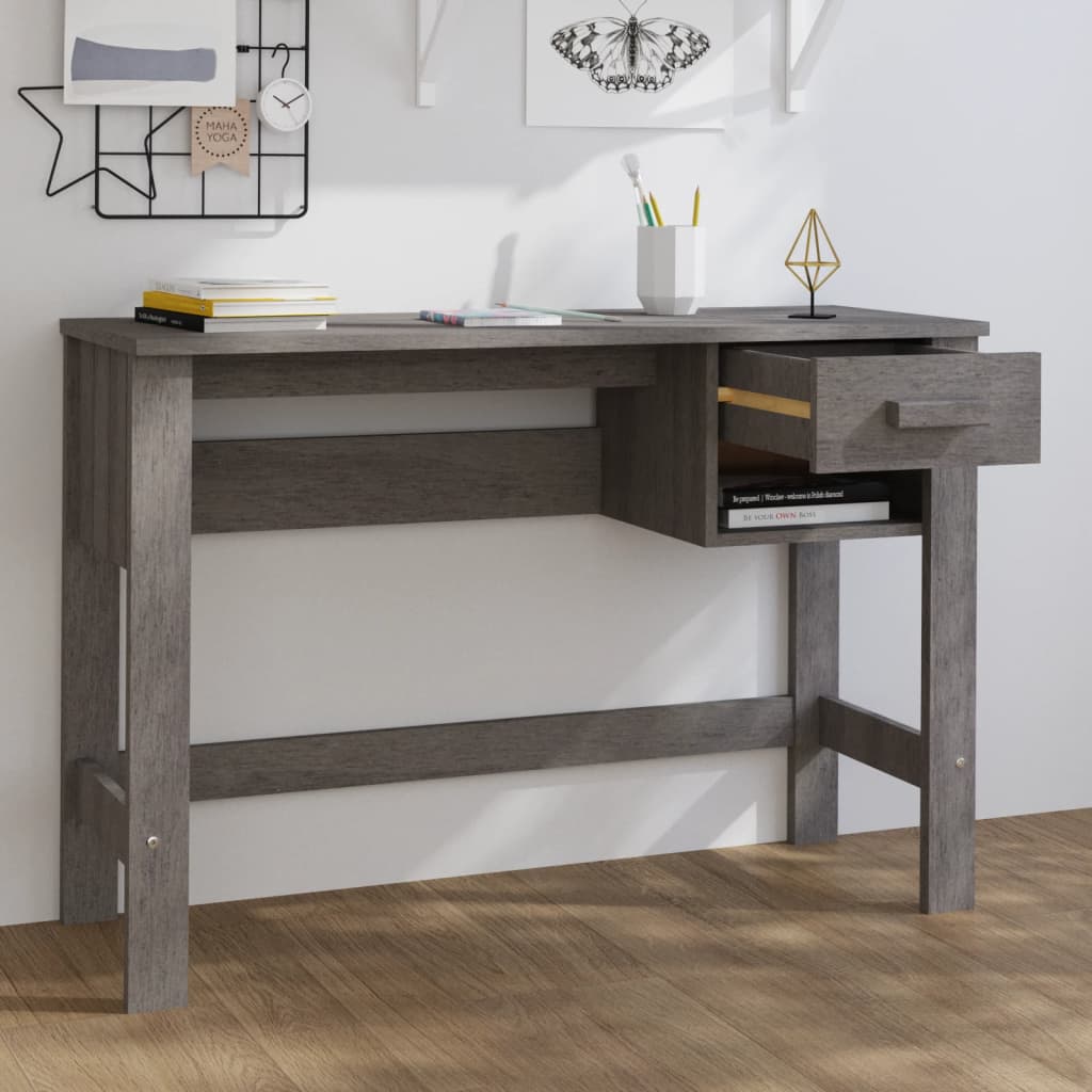 Desk HAMAR 110x40x75 cm solid pine wood light grey
