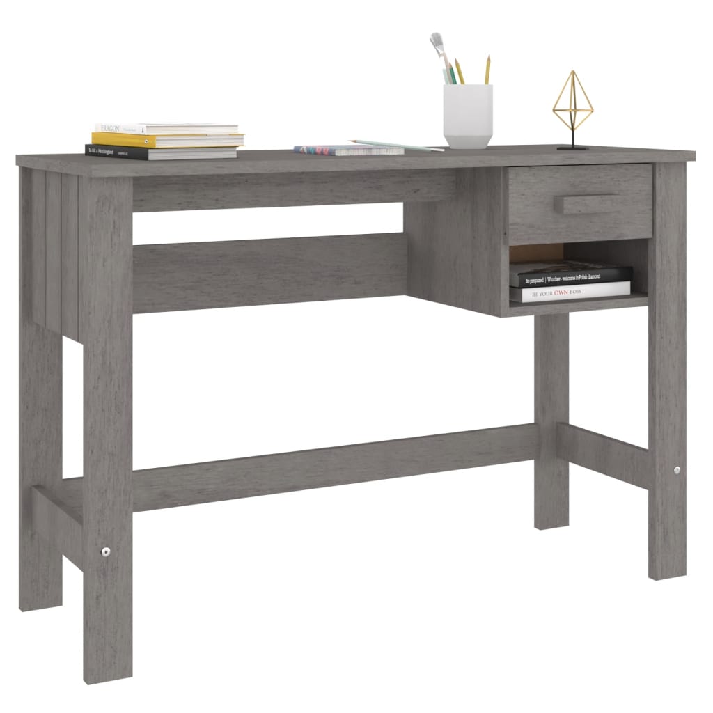 Desk HAMAR 110x40x75 cm solid pine wood light grey