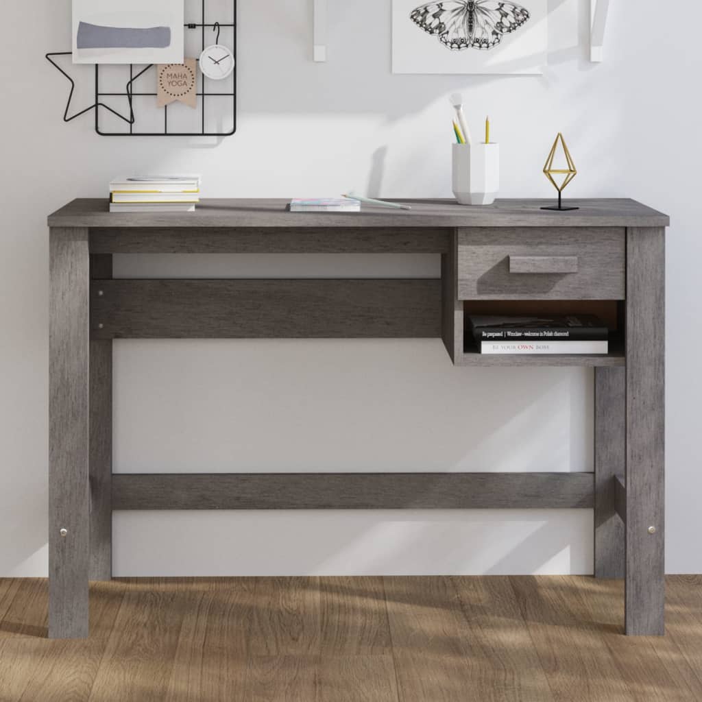Desk HAMAR 110x40x75 cm solid pine wood light grey