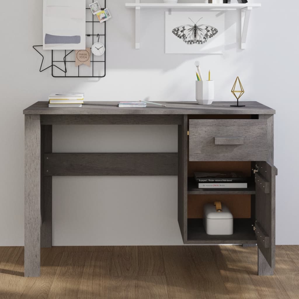 Desk HAMAR 113x50x75 cm solid pine wood light grey