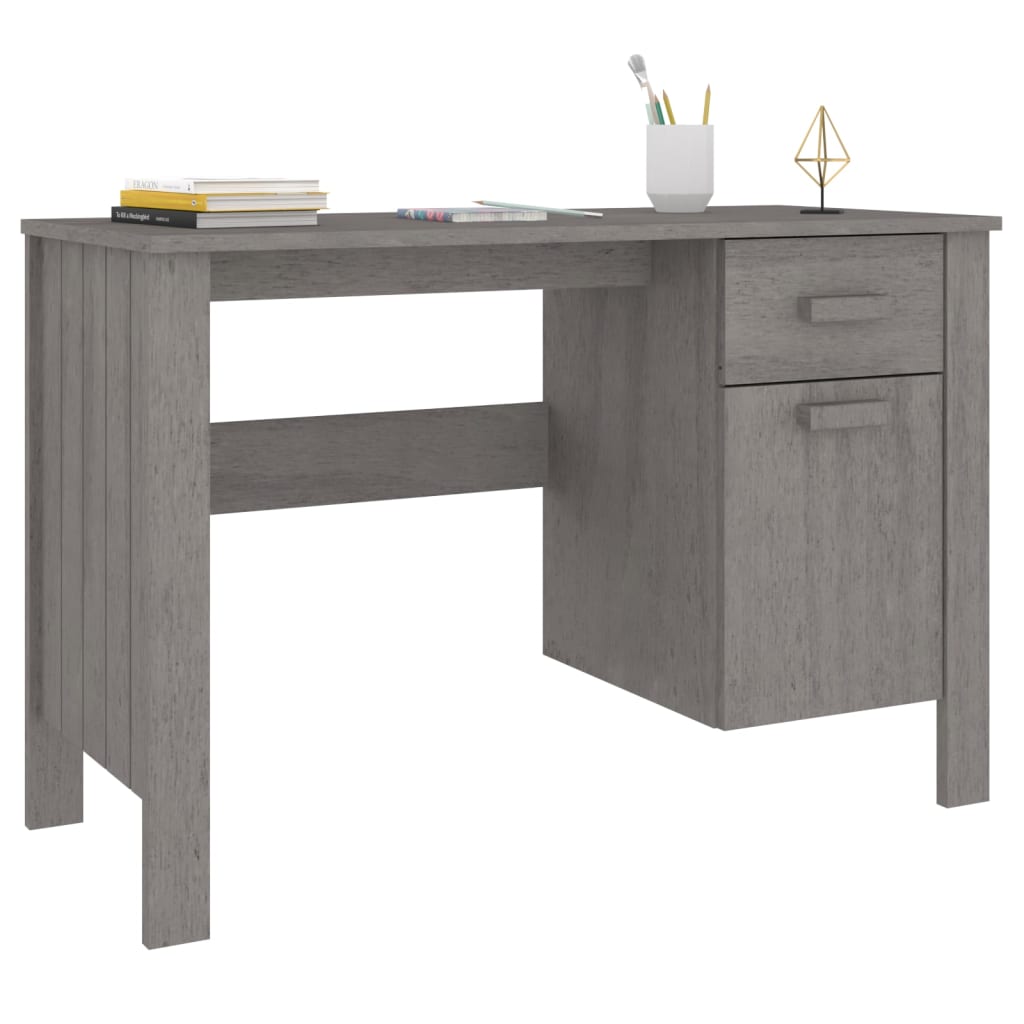 Desk HAMAR 113x50x75 cm solid pine wood light grey