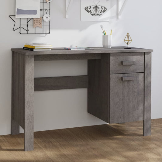 Desk HAMAR 113x50x75 cm solid pine wood light grey