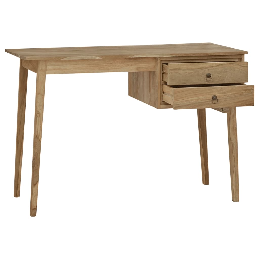 Bureau met 2 lades 110x52x75 cm massief teakhout