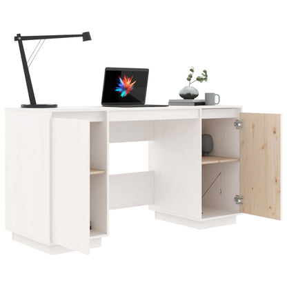 Desk 140x50x75 cm solid pine wood white