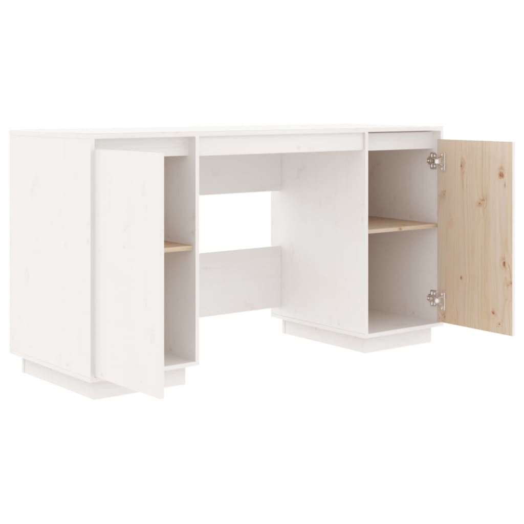 Desk 140x50x75 cm solid pine wood white