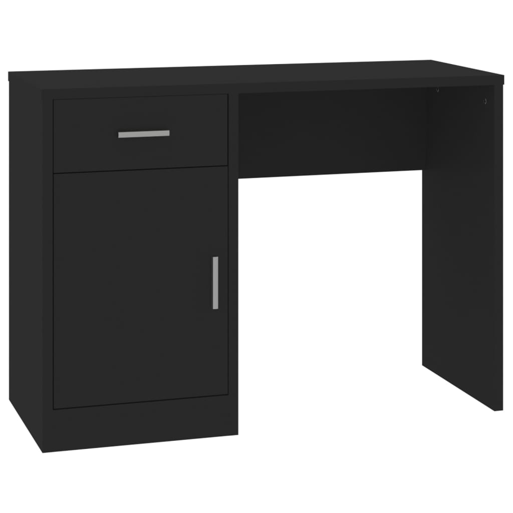Desk with cupboard and drawer 100x40x73 cm processed wood black