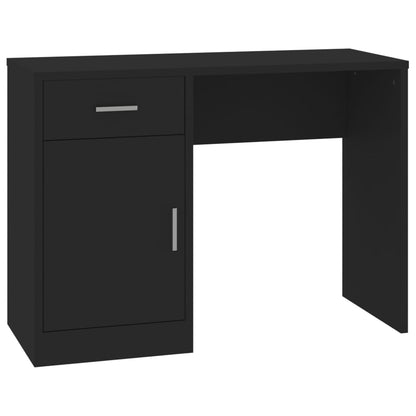 Desk with cupboard and drawer 100x40x73 cm processed wood black