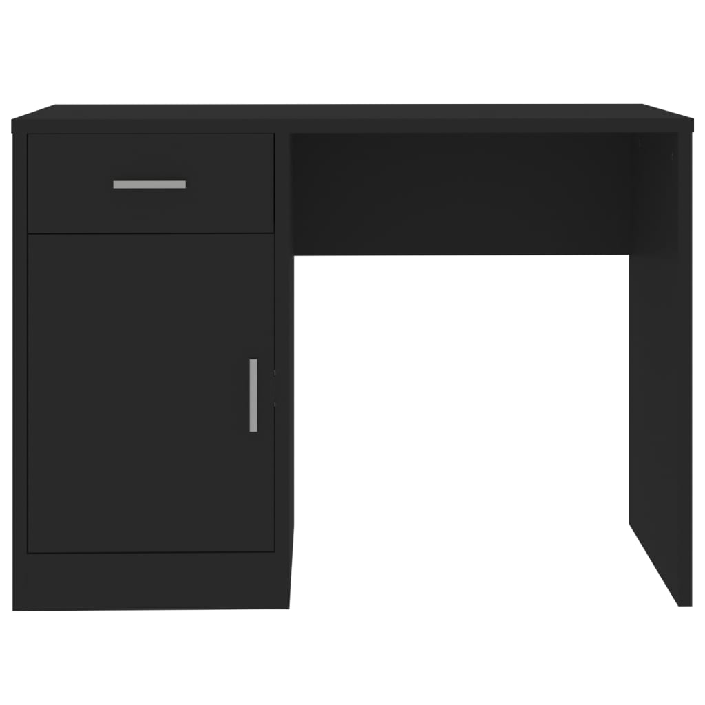 Desk with cupboard and drawer 100x40x73 cm processed wood black