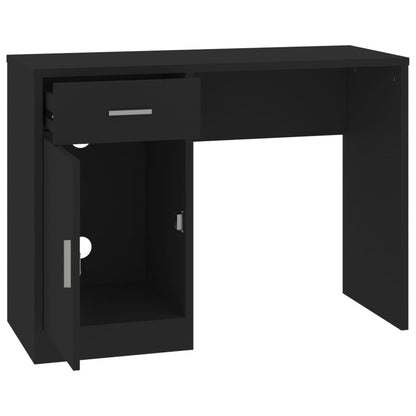 Desk with cupboard and drawer 100x40x73 cm processed wood black