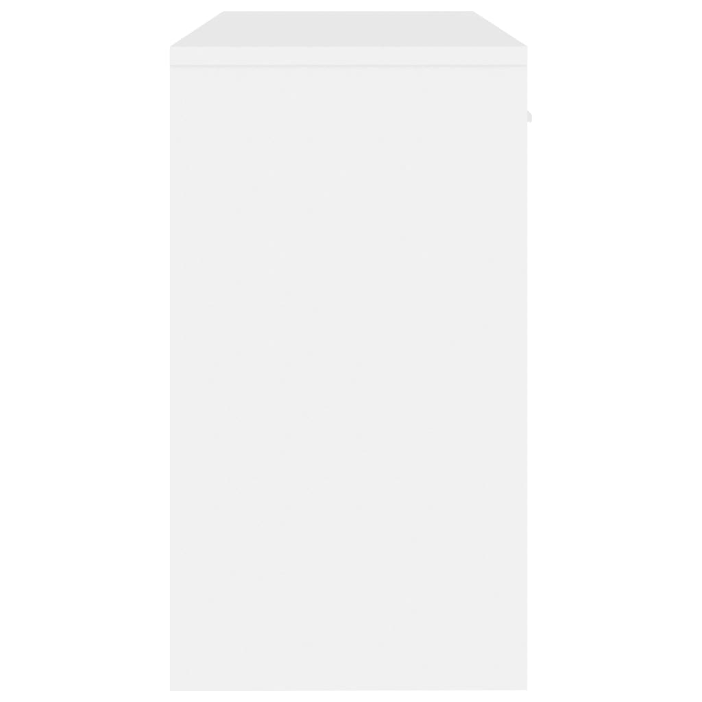 Desk with cupboard and drawer 100x40x73 cm processed wood high-gloss white