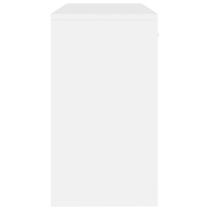 Desk with cupboard and drawer 100x40x73 cm processed wood high-gloss white