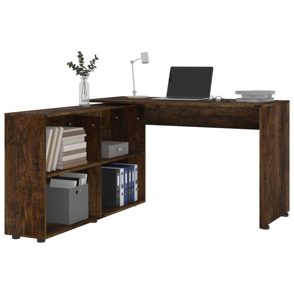 Corner desk processed wood smoked oak color