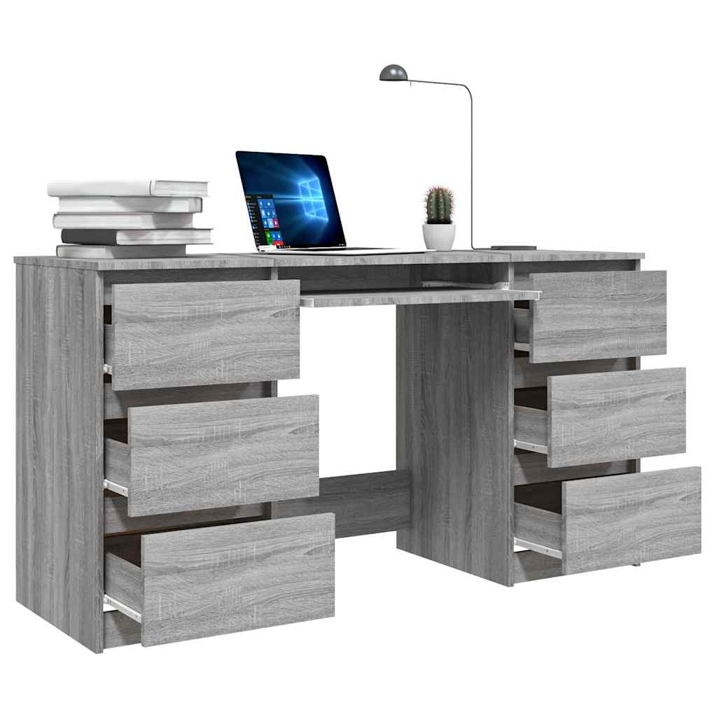 Bureau 140x50x77 cm bewerkt hout grijs sonoma eikenkleurig