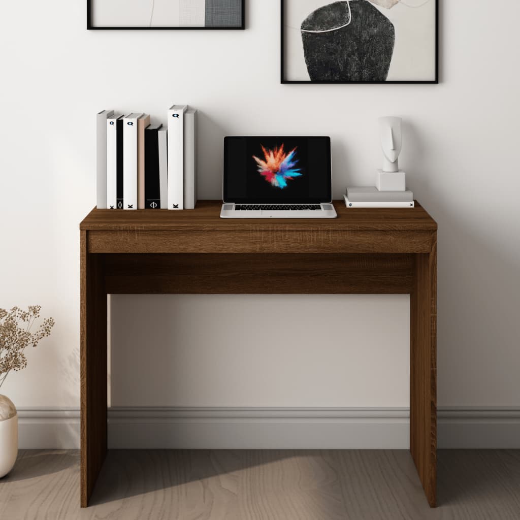 Desk 90x40x72 cm processed wood brown oak color