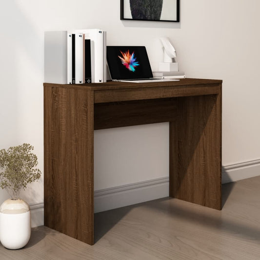 Desk 90x40x72 cm processed wood brown oak color