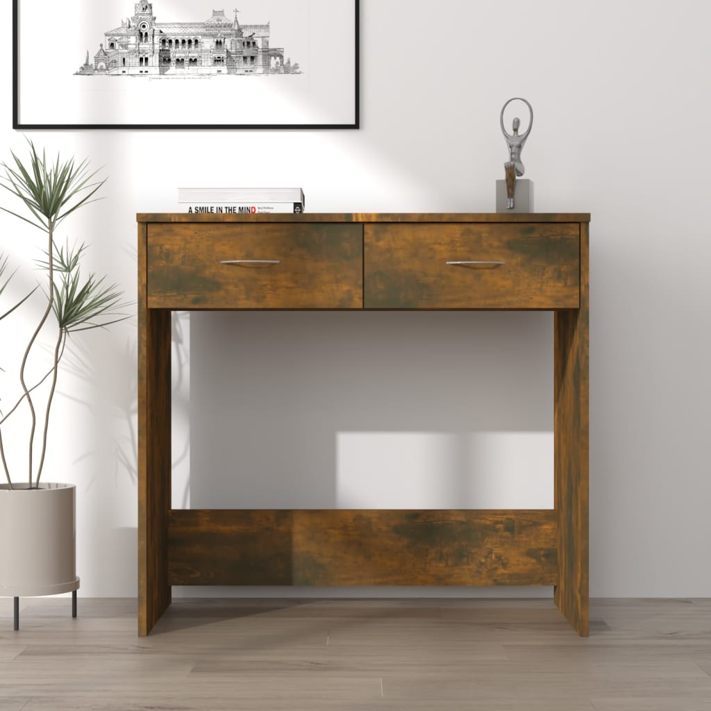 Desk 80x40x75 cm processed wood smoked oak color