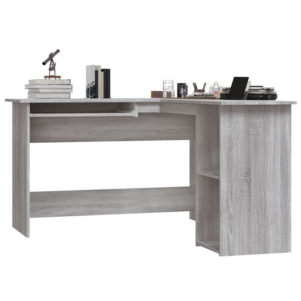Corner desk 120x140x75 cm processed wood gray sonoma oak color