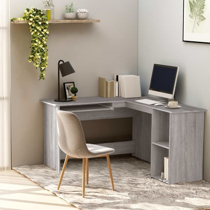 Corner desk 120x140x75 cm processed wood gray sonoma oak color
