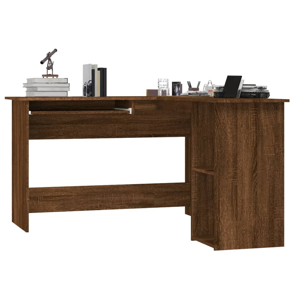 Corner desk 120x140x75 cm processed wood brown oak color