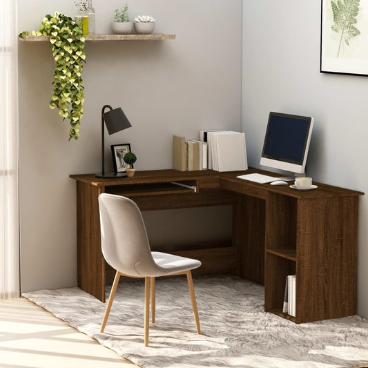 Corner desk 120x140x75 cm processed wood brown oak color