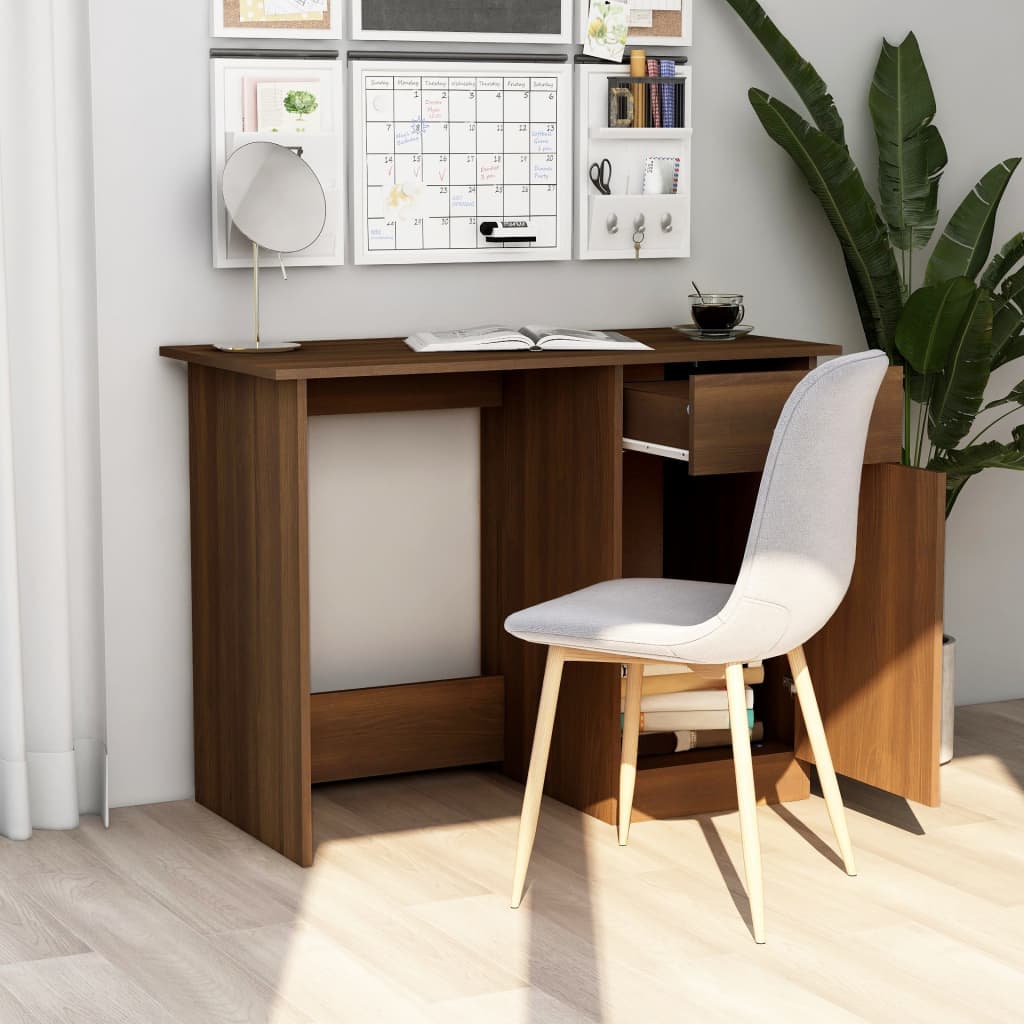 Desk 100x50x76 cm processed wood brown oak color