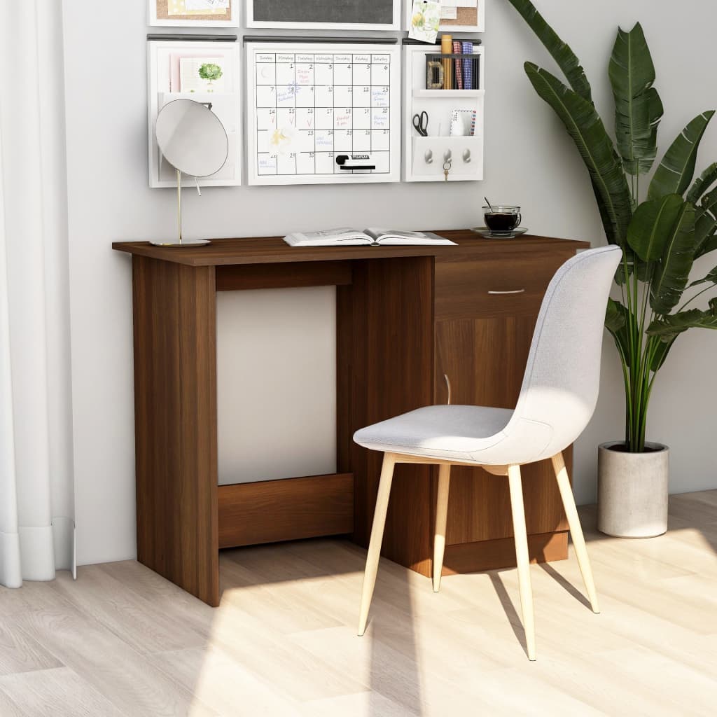 Desk 100x50x76 cm processed wood brown oak color