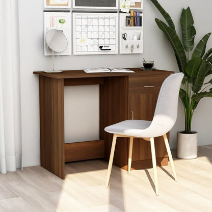 Desk 100x50x76 cm processed wood brown oak color